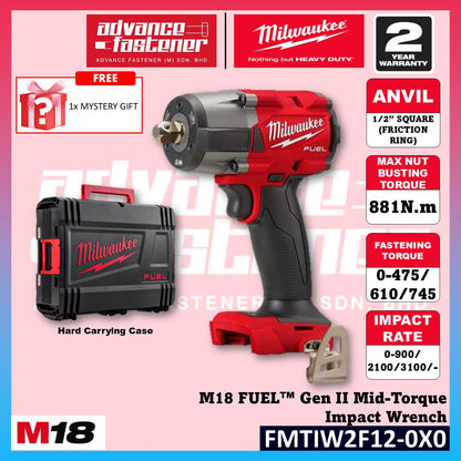 Ready Stock | Original Milwaukee M18 FUEL Impact Wrench Combo Set ( FMTIW2F12 Mid Torque Impact Wrench + FIW212 Compact Impact Wrench )  | 2 Year Warranty | Fast Shipping