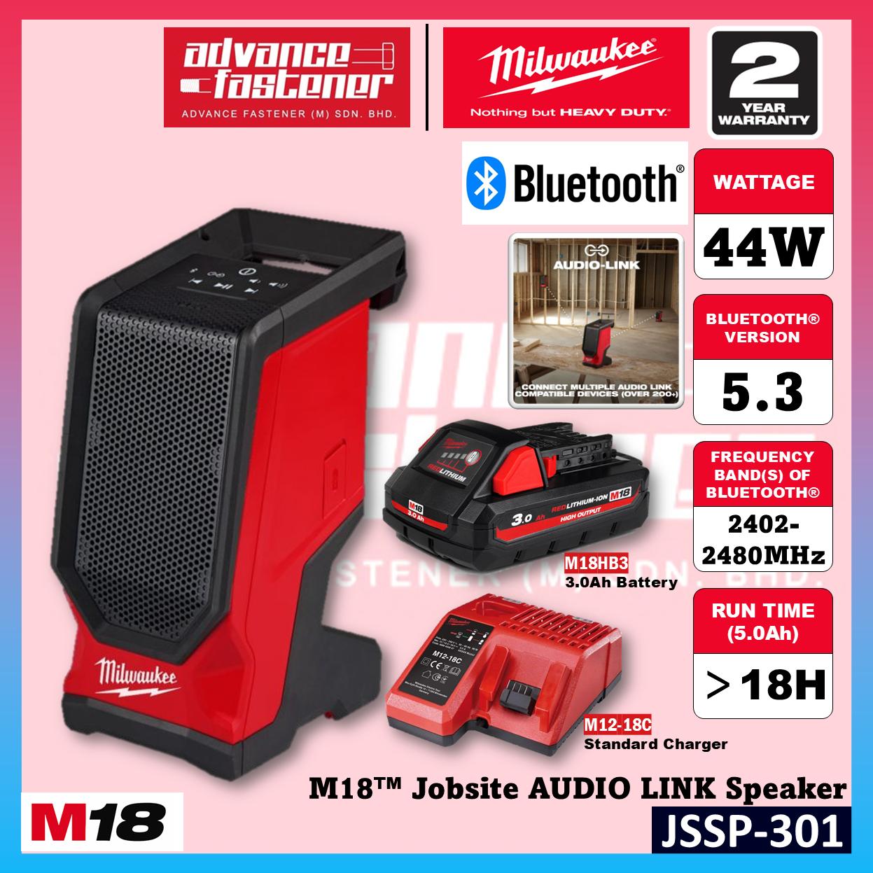 Milwaukee M18 Jobsite Speaker Duo Kit JSSP-0 M18 Jobsite AUDIO LINK Speaker