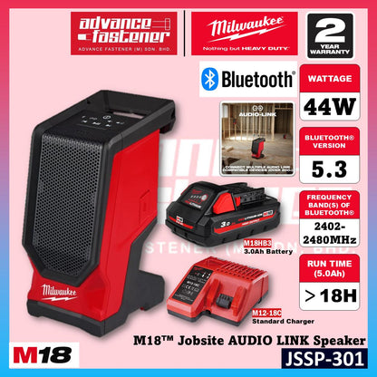 Milwaukee M18 Jobsite Speaker Duo Kit JSSP-0 M18 Jobsite AUDIO LINK Speaker