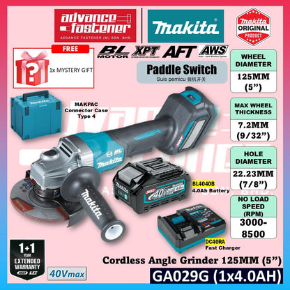 MAKITA GA029GZK 40V Cordless Angle Grinder 125MM ( 5" ) ( Paddle Switch )