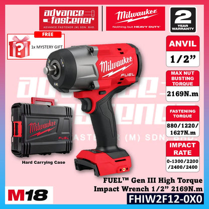 Milwaukee FHIW2F12-601B / FHIW2F12-0X0 M18 FUEL Gen III High Torque Impact Wrench 1/2" 2169N.m