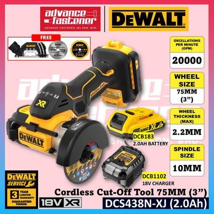 DeWalt DCD438N-XJ 18V XR Brushless Cut Off Saw 75mm (3")