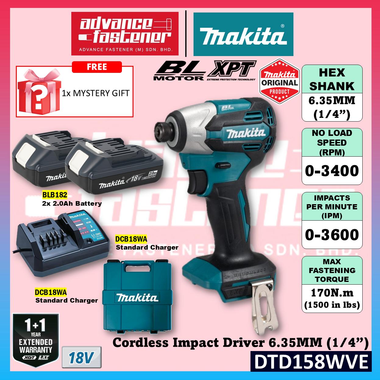 MAKITA DTD158WVE / DTD158Z 18V Cordless Impact Driver 6.35MM (1/4")