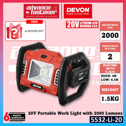 Devon 20V Cordless Emergency Utility Combo ( 5940-Li-20 Dual Function Inflator 5532-Li-20 Work Light