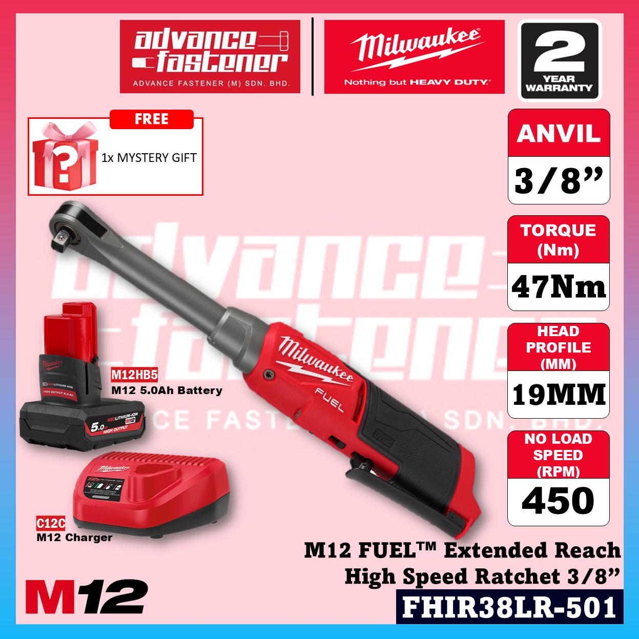 Milwaukee FHIR38LR-0 M12 FUEL Extended Reach High Speed Ratchet Wrench 3/8" 47Nm