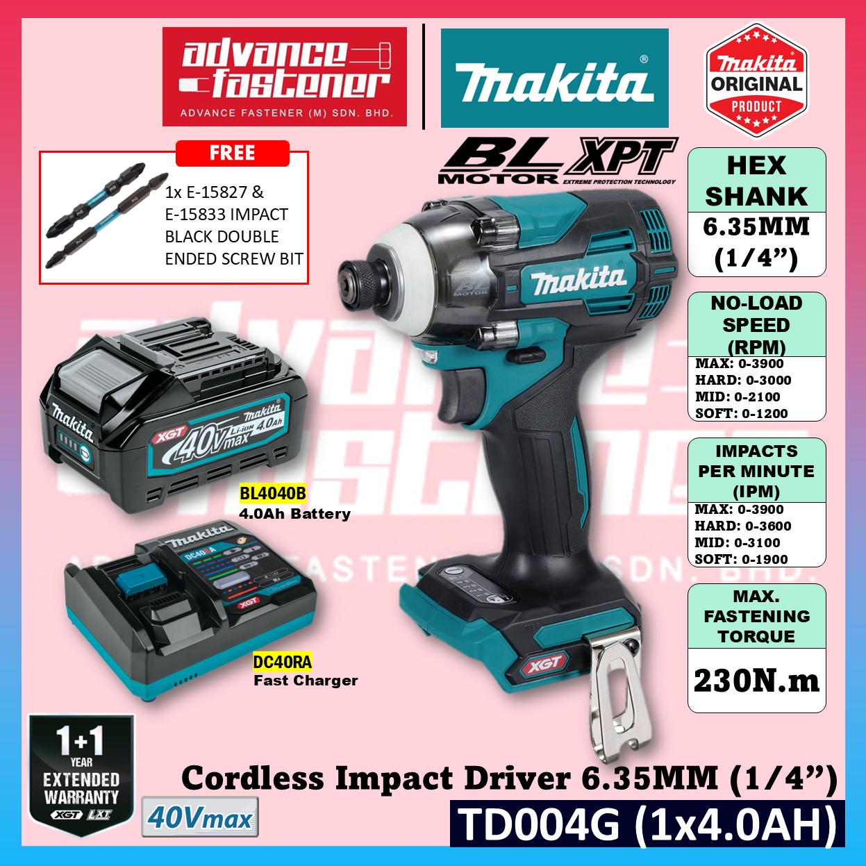 Makita TD004 / TD004GZ 40Vmax Cordless Impact Driver 6.35MM (1/4")