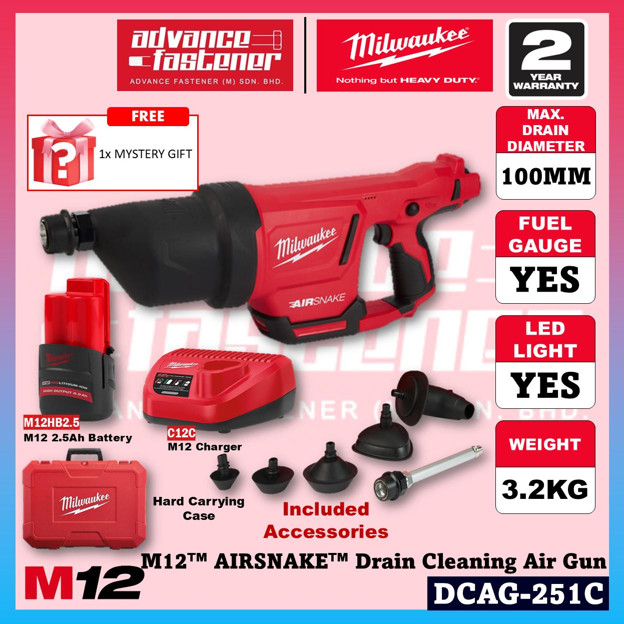Milwaukee DCAG-251C / DCAG-0 M12 AIRSNAKE Drain Cleaning Air Gun