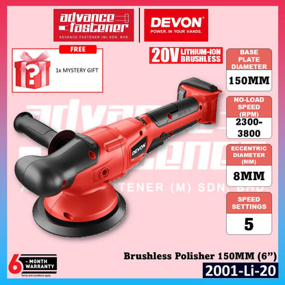 Devon 2001-Li-20 20V Lithium-Ion Brushless Cordless Polisher 150MM (6")