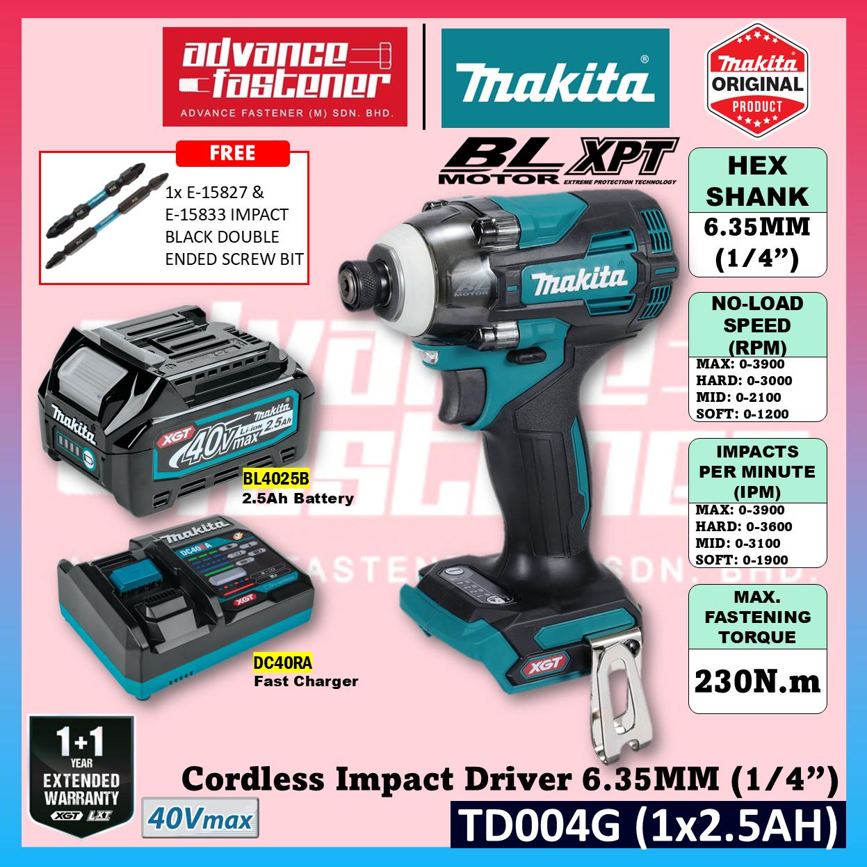 Makita TD004 / TD004GZ 40Vmax Cordless Impact Driver 6.35MM (1/4")