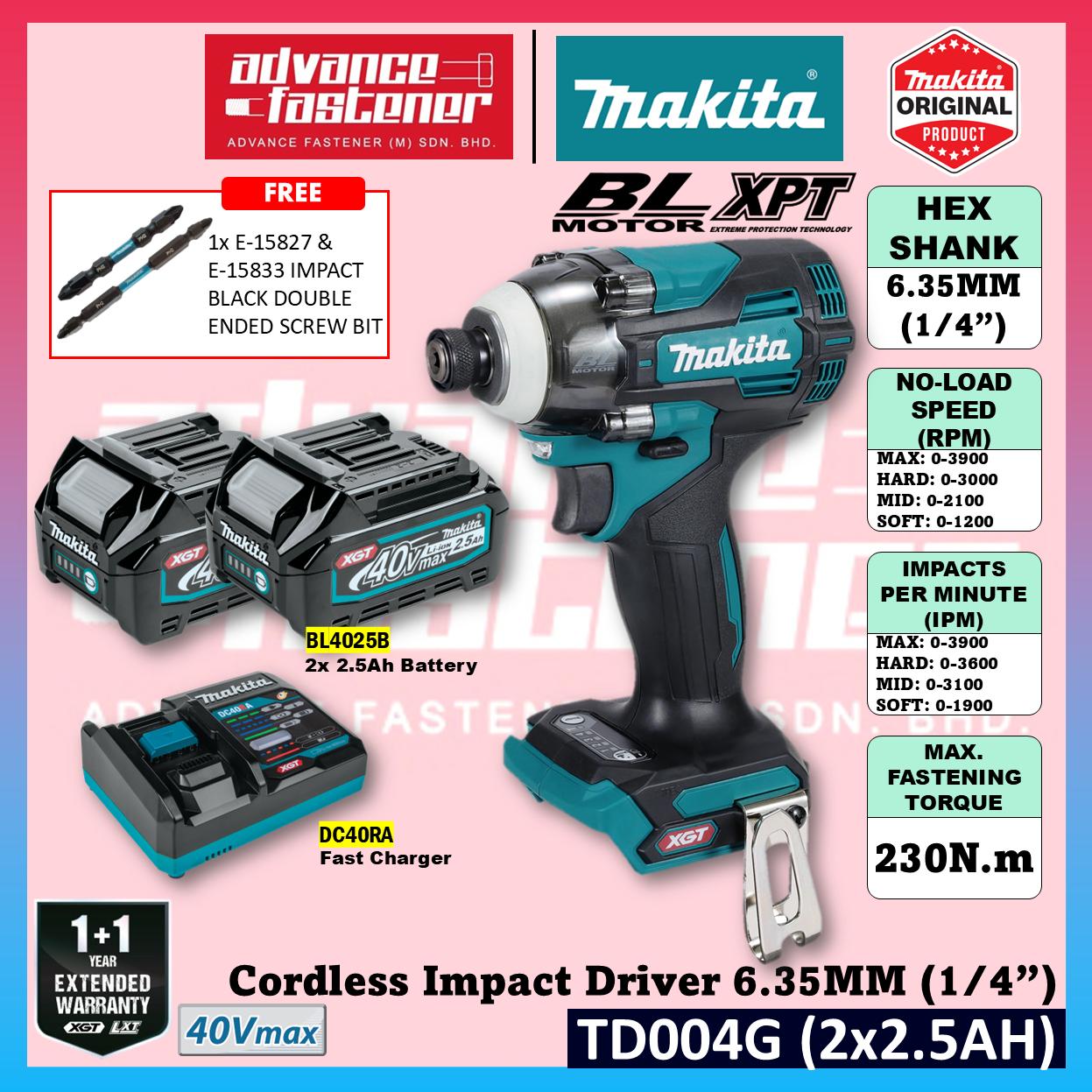 Makita TD004 / TD004GZ 40Vmax Cordless Impact Driver 6.35MM (1/4")