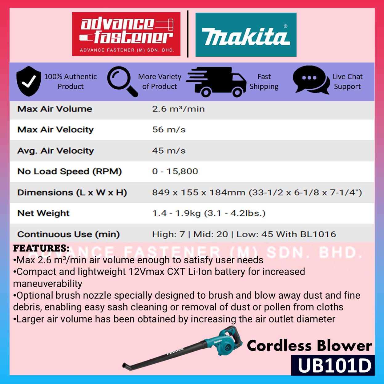 READY STOCK | ORIGINAL Makita UB101 / UB101DZ 12Vmax Cordless Blower