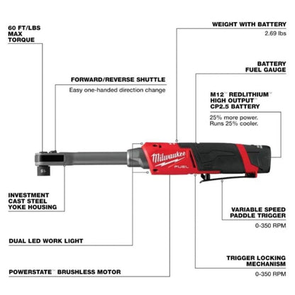 Milwaukee FPTR-251 / FPTR-0 M12 FUEL INSIDER Extended Pass-Through Ratchet