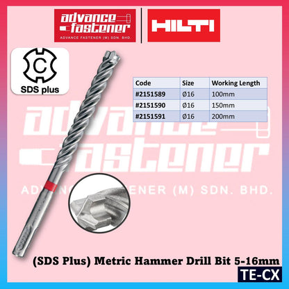 HILTI TE-CX SDS Plus Metric Hammer Drill Bit ( 1 pcs ) Size: 5MM 5.5MM 6MM 8MM 10MM 12MM 14MM 16MM