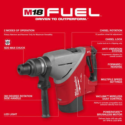 Milwaukee FHACO745-121C FHACO745-0C0 M18 FUEL SDS-Max Combination Hammer with ONE-KEY 15.2J 45MM