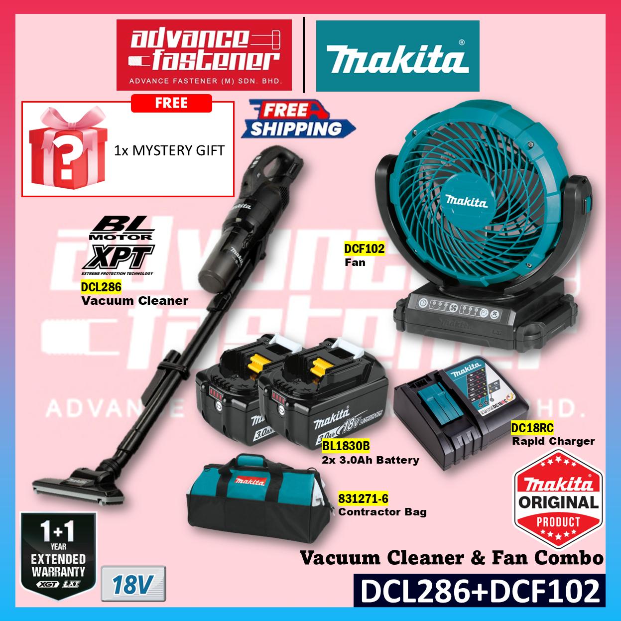 Makita 18V LXT Cordless Combo ( DCL286 18V Brushless Vacuum Cleaner / DCF102 18V Cordless Fan )