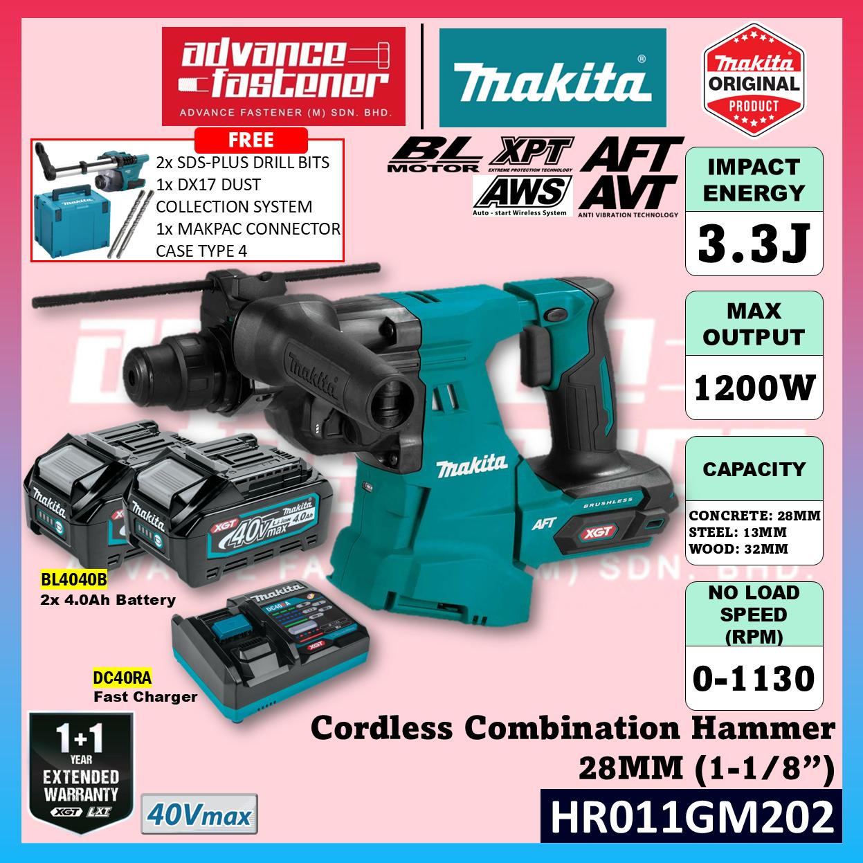 MAKITA HR011GM202 / HR011GZ 40Vmax Cordless 3-Modes Combination Hammer 28MM (1-1/8")
