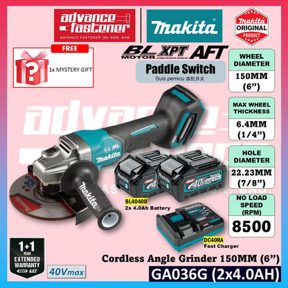 MAKITA GA036GZ 40Vmax Cordless Angle Grinder 150MM ( 6" ) ( Paddle Switch )