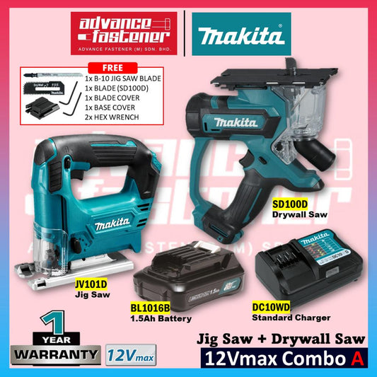 *Super Value* Makita 12Vmax Cordless Combo A ( JV101DZ Cordless Jig Saw + SD100DZ Cordless Drywall Saw )
