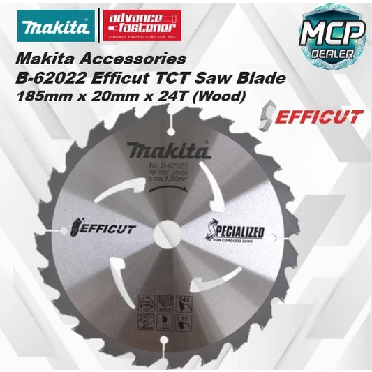 MAKITA B-62022 TCT Efficut Saw Blades 185MM X 20MM X 24T