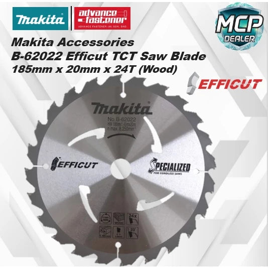 MAKITA B-62022 TCT Efficut Saw Blades 185MM X 20MM X 24T