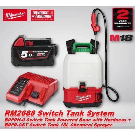 Milwaukee RM2688 Switch Tank System ( BPFPH-0 Switch Tank Powered Base + BPFP-CST Switch Tank 15L Chemical Sprayer )