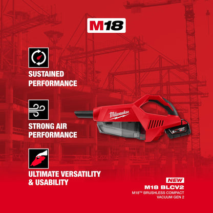 Milwaukee BLCV2-501 / BLCV2-0 M18 Brushless Compact Handheld Vacuum