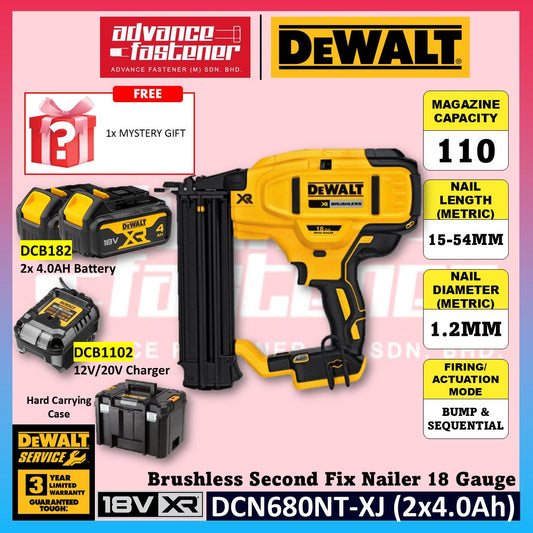 DeWalt DCN680NT-XJ 18V XR Brushless Second Fix Nailer 18 Gauge