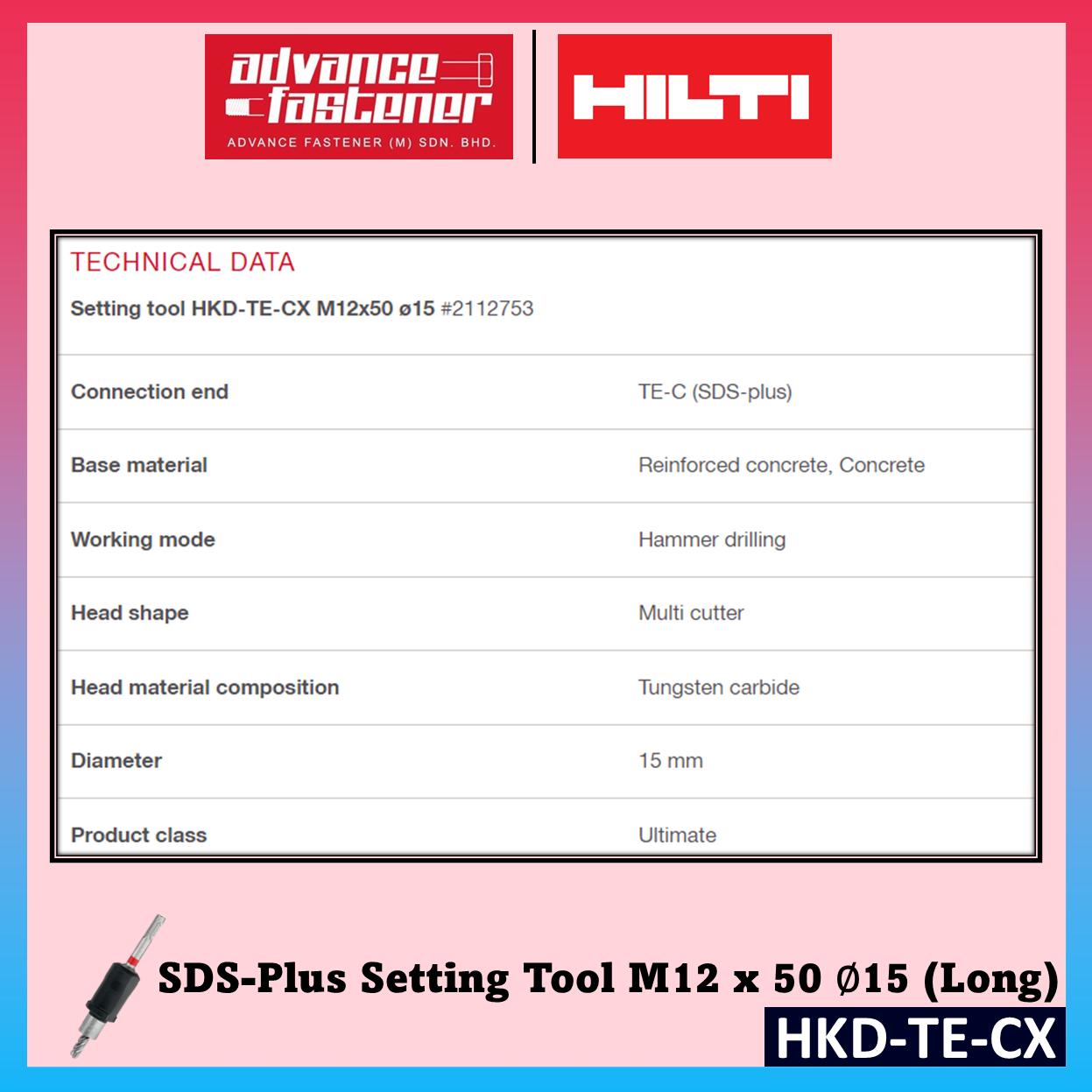 Hilti HKD-TE-CX M12 x 50 ∅15 / M10 3/8” x 30 Setting tool ( long )