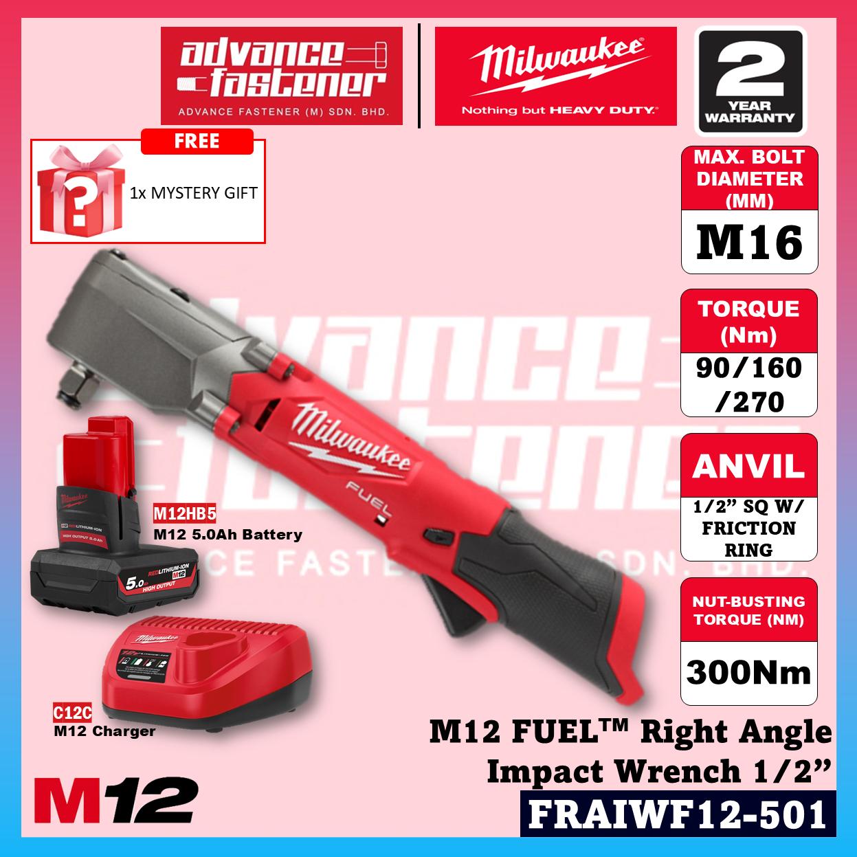Milwaukee FRAIWF12-301B / FRAIWF12-0 M12 FUEL Right Angle Impact Wrench 1/2”