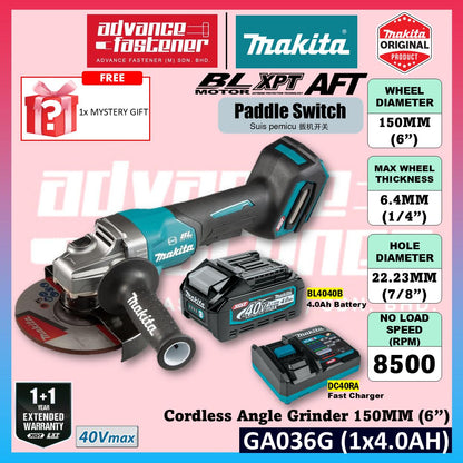 MAKITA GA036GZ 40Vmax Cordless Angle Grinder 150MM ( 6" ) ( Paddle Switch )