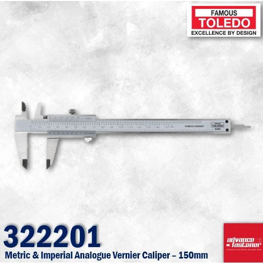 Toledo 322201 Metric & Imperial Analogue Vernier Caliper – 150mm