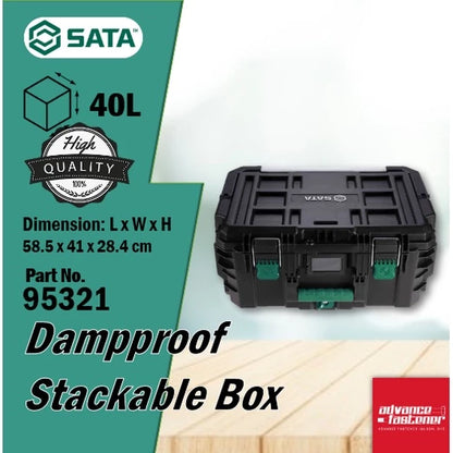 SATA 95327 20L/ 40L/ 65L Dampproof Trolley Stackable Box / Packout Organizer Tool Box (3 boxes) 【Ready Stock】