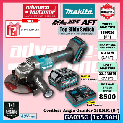 MAKITA GA035GZ 40Vmax Cordless Angle Grinder 150MM ( 6" ) ( Top Slide Switch )