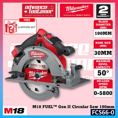 Milwaukee FCS66-502 / FCS66-0 M18 FUEL Gen II Circular Saw 190MM ( 7-1/2" )