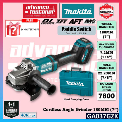 MAKITA GA037GZK 40Vmax Cordless Angle Grinder 180MM (7") ( Paddle Switch )