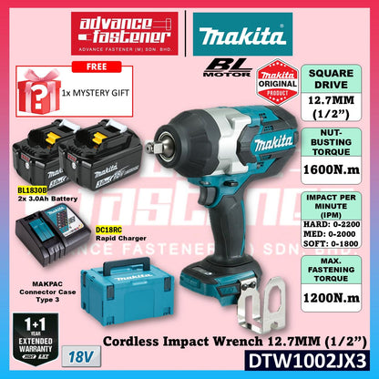 Makita DTW1002JX2 / DTW1002JX3 / DTW1002JX4 / DTW1002RFJ / DTW1002ZX2 18V Cordless Impact Wrench 12.7MM (1/2")