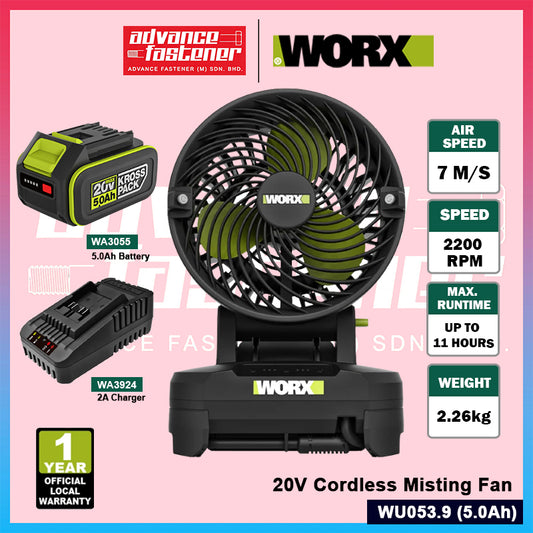 WORX WU053.9 20V Cordless Misting Fan