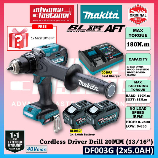 Makita DF003G / DF003GZ 40Vmax Cordless Driver Drill 20MM (13/16") (Brushless)
