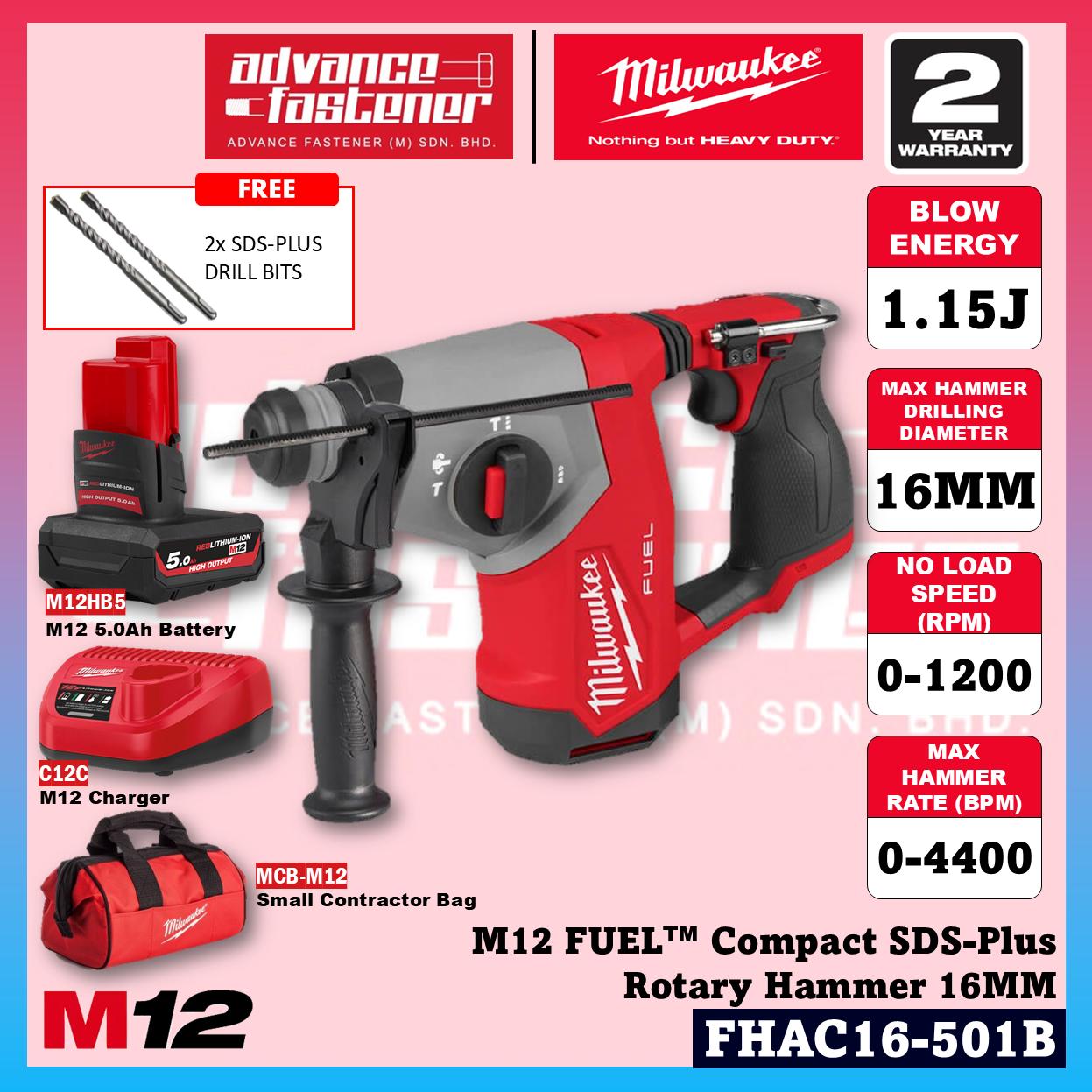 Milwaukee FHAC16-601B / FHAC16-0 M12 FUEL Compact SDS-Plus Rotary Hammer 16MM