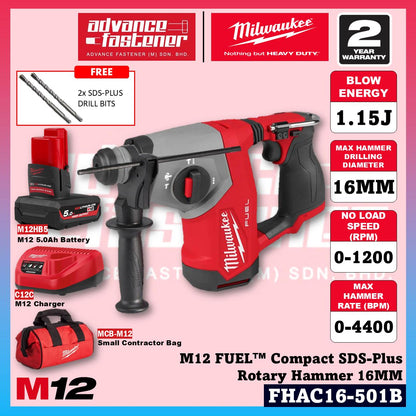 Milwaukee FHAC16-601B / FHAC16-0 M12 FUEL Compact SDS-Plus Rotary Hammer 16MM