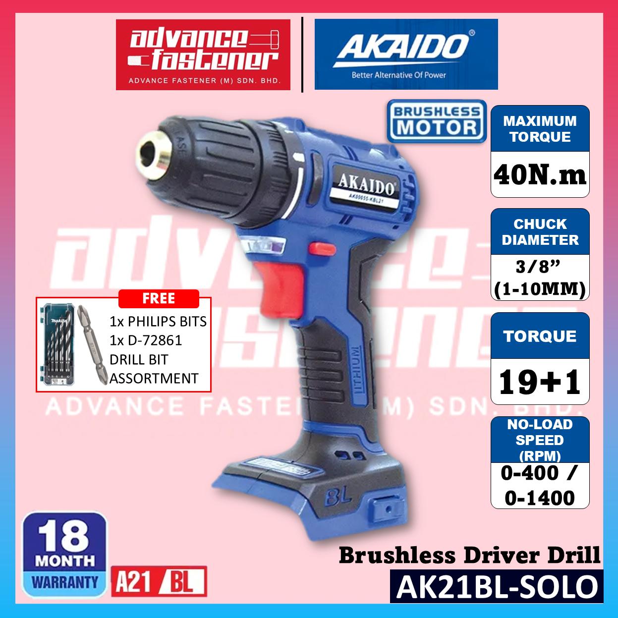 Akaido AK21BL 21V Brushless Cordless Driver Drill 10MM