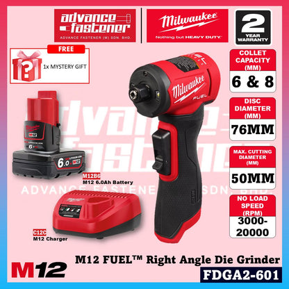 Milwaukee FDGA2-501 / FDGA2-0 M12 FUEL Right Angle Die Grinder with Variable Speed