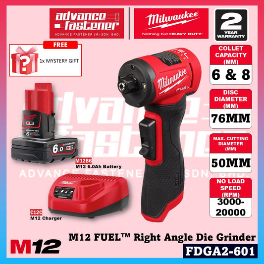 Milwaukee FDGA2-501 / FDGA2-0 M12 FUEL Right Angle Die Grinder with Variable Speed