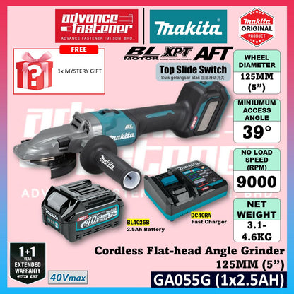 Makita GA055 / GA055GZ 40Vmax Cordless Angle Grinder 125MM (5") ( Top Slide Switch ) ( Brushless )