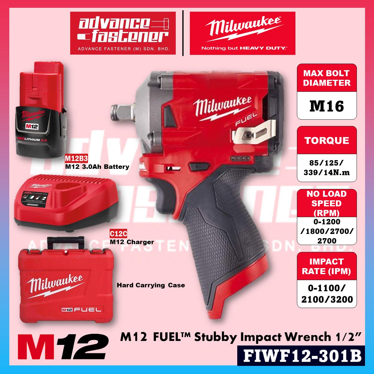 Milwaukee FIWF12-0C / FIWF12-301B / FIWF12-251B M12 Fuel Stubby Impact Wrench 1/2" ( FIWF12 )