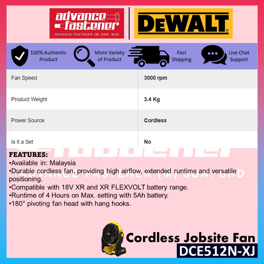 Dewalt DCE512N-XJ 18V XR Cordless Jobsite Fan