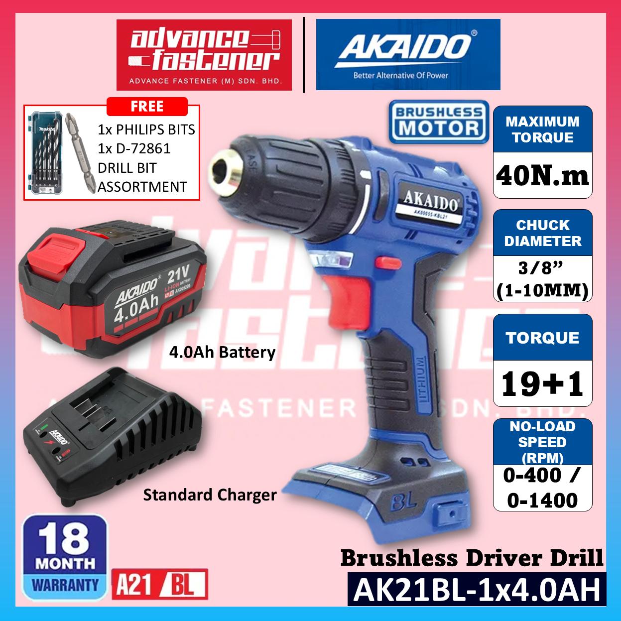 Akaido AK21BL 21V Brushless Cordless Driver Drill 10MM