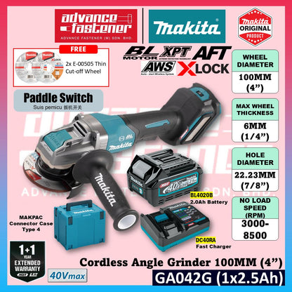 Makita GA042GM201 / GA042GD201 / GA042GZ 40Vmax Cordless Angle Grinder 100MM (4") ( GA042 )