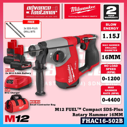 Milwaukee FHAC16-601B / FHAC16-0 M12 FUEL Compact SDS-Plus Rotary Hammer 16MM