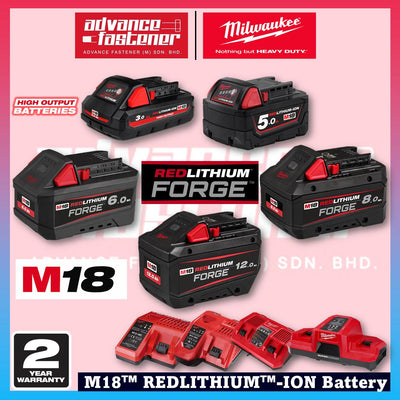 MILWAUKEE M18 Batteries & Charger 3.0Ah 5.0Ah 6.0Ah 8.0Ah 12.0Ah RED-LITHIUM-ION & FORGE Battery